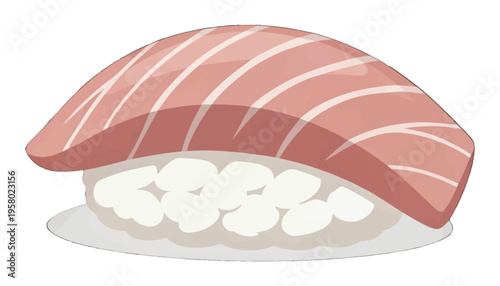 Sushi Nigiri Vector Illustration, Japanese Cuisine Icon Isolated on Transparent Background for Food Apps and Menus