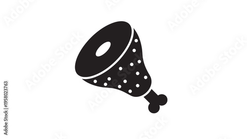 Ham hock icon with a stylized bone and speckles, simple black and white graphic representation for food and dining