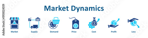 Market Dynamics icon banner glyph color collection