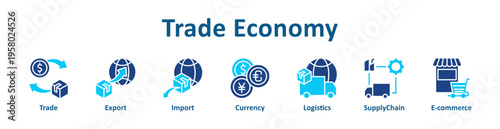 Trade Economy icon banner glyph color collection