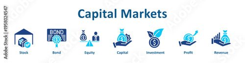 Capital Markets icon banner glyph color collection