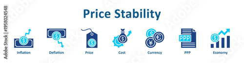 Price Stability icon banner glyph color collection