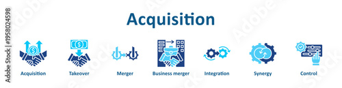 Acquisition icon banner glyph color collection