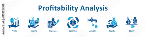 Profitability Analysis icon banner glyph color collection