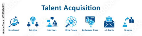 Talent Acquisition icon banner glyph color collection