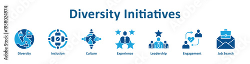 Diversity Initiatives icon banner glyph color collection