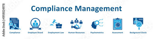 Compliance Management icon banner glyph color collection