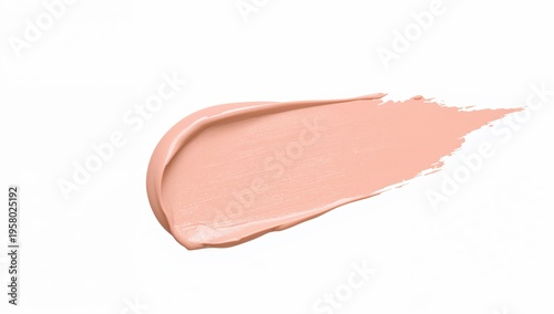 Nude cream foundation swatch on white background for cosmetic advertisement and beauty skincare product design