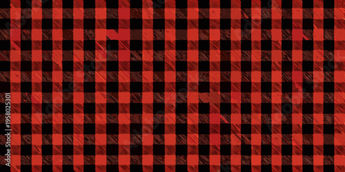 Red and black checkered pattern fills the entire frame
