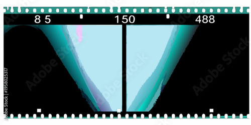 Film strip with abstract colorful geometric shapes and numerical markings