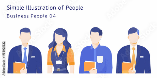 Simple illustration depicting four business people in a flat design style