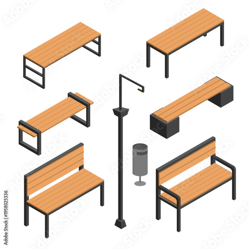 의자(가구+공원+거리+휴식+아이소메트릭)