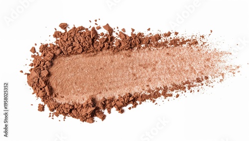 Crushed bronzer powder texture isolated on white background, cosmetic product swatch for makeup and beauty concept