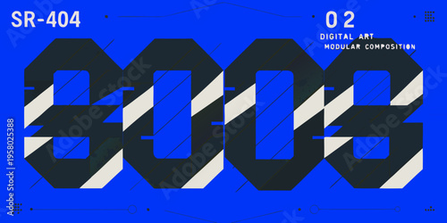 Stylized digital art rendering of the number 3003 in blue and white