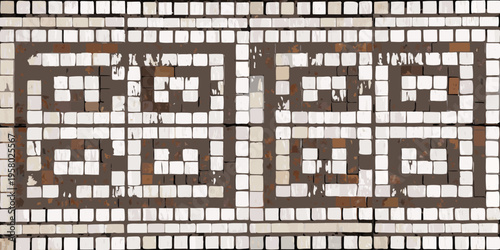 Intricate geometric mosaic pattern with neutral and brown tones