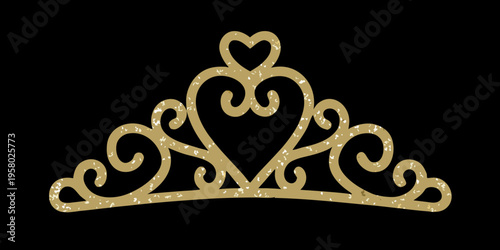 Golden tiara illustration on a solid black background