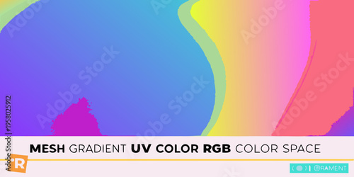 Abstract gradient background with vibrant colors and uv color space text