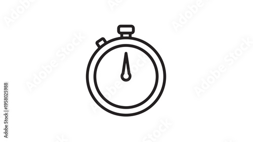 Stopwatch icon with black outline and simple design, representing time measurement and countdowns for sports or productivity.