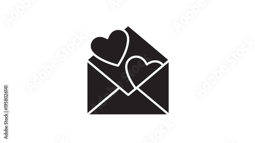 Envelope with hearts icon depicting love, romance, and affection, perfect for Valentine's Day or wedding invitations