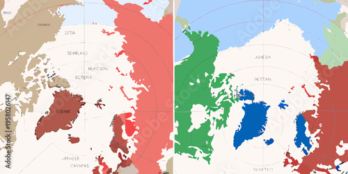 A colorful map displaying geographic regions and locations in northern europe