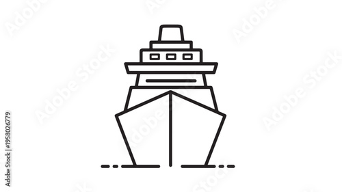Ship outline icon with multiple decks and a pointed bow, representing maritime transport and sea travel.