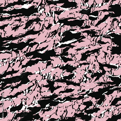 Seamless Digital Hand Painting Abstract Watercolor Zebra Tiger Stripes Pattern with Tie Dye Gradient Batik Background