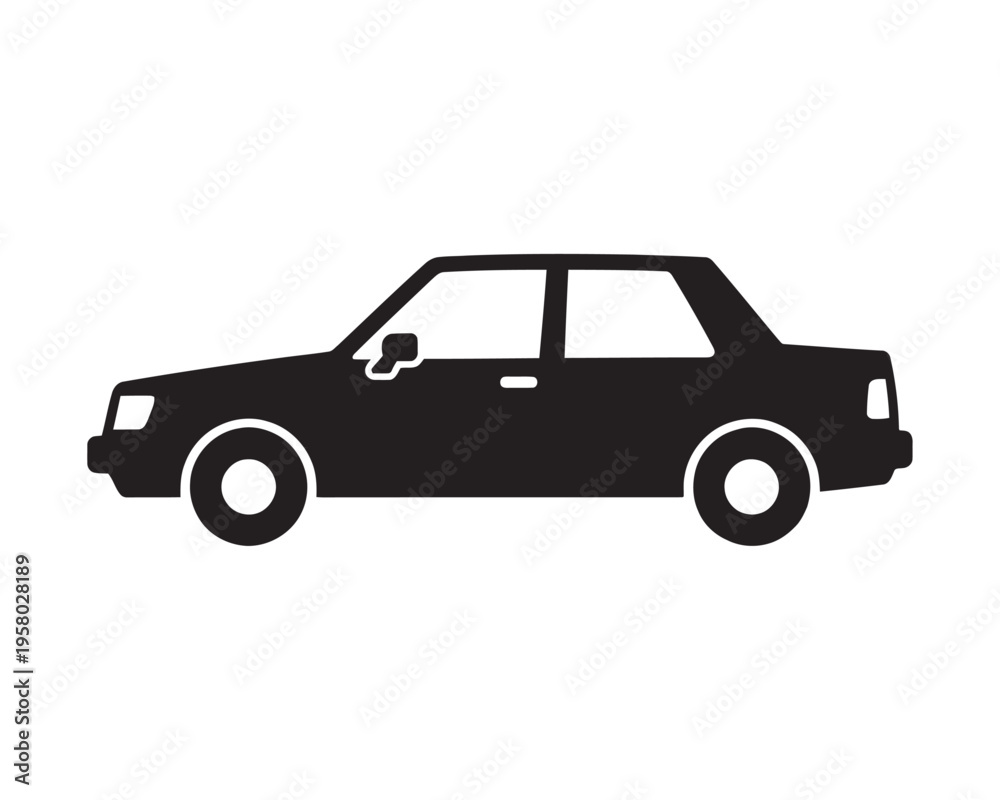 Fototapeta premium Sedan car automotive silhouette vector icon