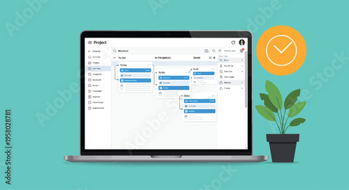 Modern Laptop Displaying Project Management Software Interface.