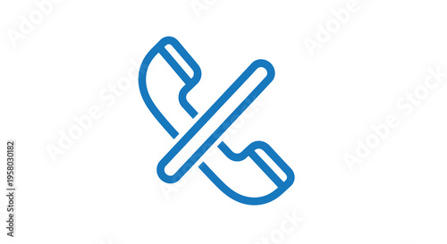 A simple blue line art illustration depicting a classic telephone handset high quality professional detailed modern