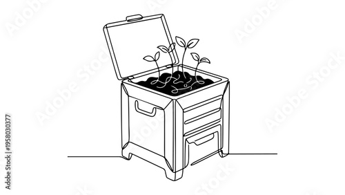 plants growing from the chest line art shape vector illustration