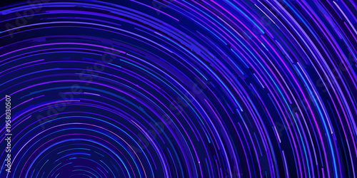 Abstract swirling lines of vibrant blue and purple light trails