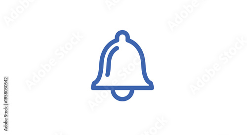 A simple blue line drawing depicts a classic bell shape against a white background high quality