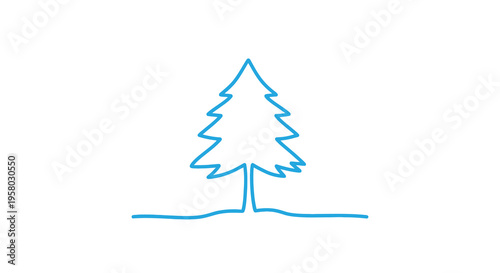 A simple line drawing depicts a stylized evergreen tree against a white background high quality professional
