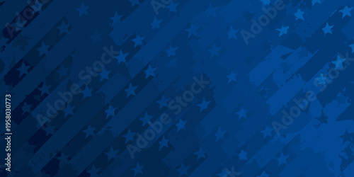 Abstract blue background with waving lines and scattered white stars
