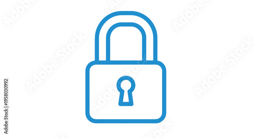 A simple blue line icon depicting a padlock symbolizing security and privacy high quality professional detailed