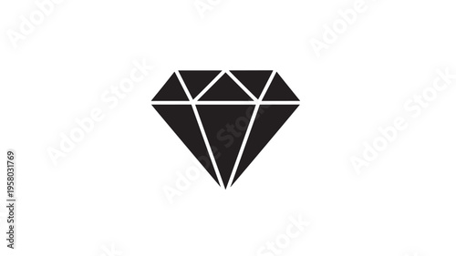 Diamond icon with faceted geometric shapes and sharp edges, representing luxury, value, and precious gems.
