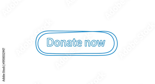 A simple blue outlined button with the text donate now centered within high quality professional detailed