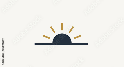 Vector sunrise icon, simple sun illustration