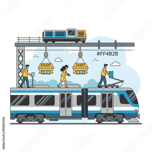 Modern Train Station Loading Cargo With Crane Technology.
