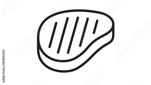 Steak icon with grilled lines, representing a food symbol for a menu or restaurant design. featuring meat, barbecue, grill marks with simple and