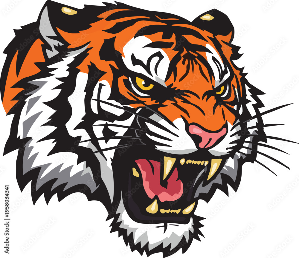 Fototapeta Classic tiger head vector emblem for vintage style sports and club badges