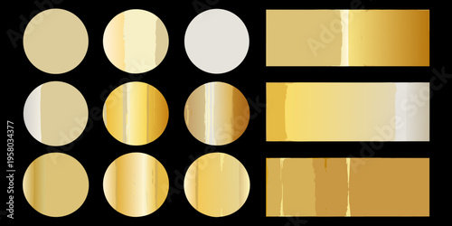 A collection of golden and silver oval and rectangular shapes