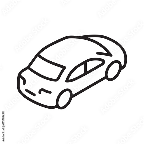 Car from back, linear icon, isometric style. Line with editable stroke