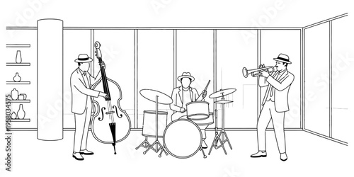 Business People Giving High Five for Success One Line Drawing