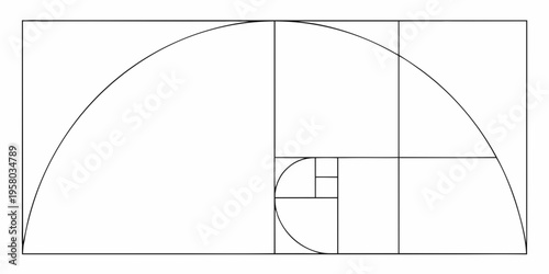 Golden ratio illustration a spiral within a series of squares
