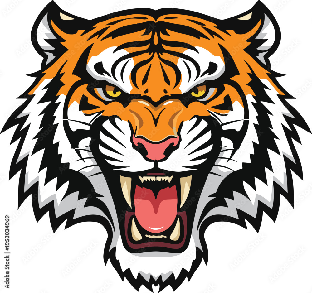 Fototapeta premium Tiger head vector mascot for esports team logo with sharp stylized lines
