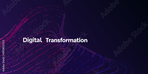 Abstract digital transformation concept with flowing particle network design