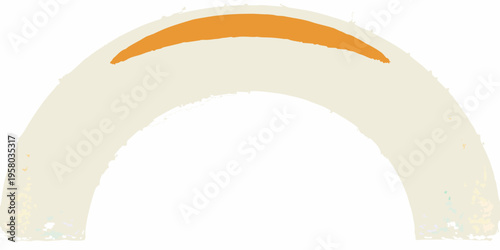 Abstract arch shape with textured white and a vibrant orange segment