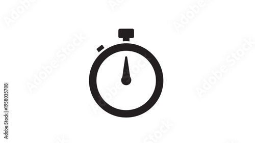 Stopwatch icon with a black analog dial and a single hand indicating a short duration, perfect for timing events.