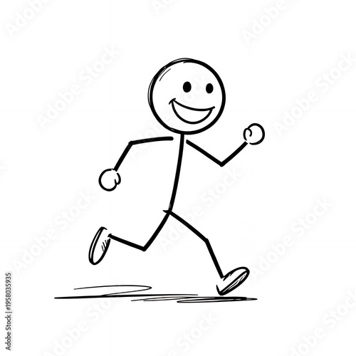 Stick Figure Running Illustration in Simple Outline Style